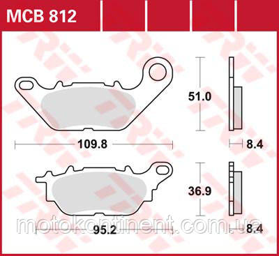 Мотоколодки MCB812 TRW YAMAHA  YBR 115/ YBR 125 2007-2018 /YAMAHA  GPD, XC,аналог FDB2238