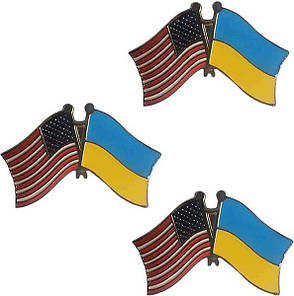 Значок парний прапор Україна Америка 25х40 мм. Пін Україна. Пін США. Україна та Америка RESTEQ, фото 2