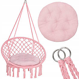 Підвісне крісло-гойдалка (плетене) з подушкою Springos SPR0029 Pink