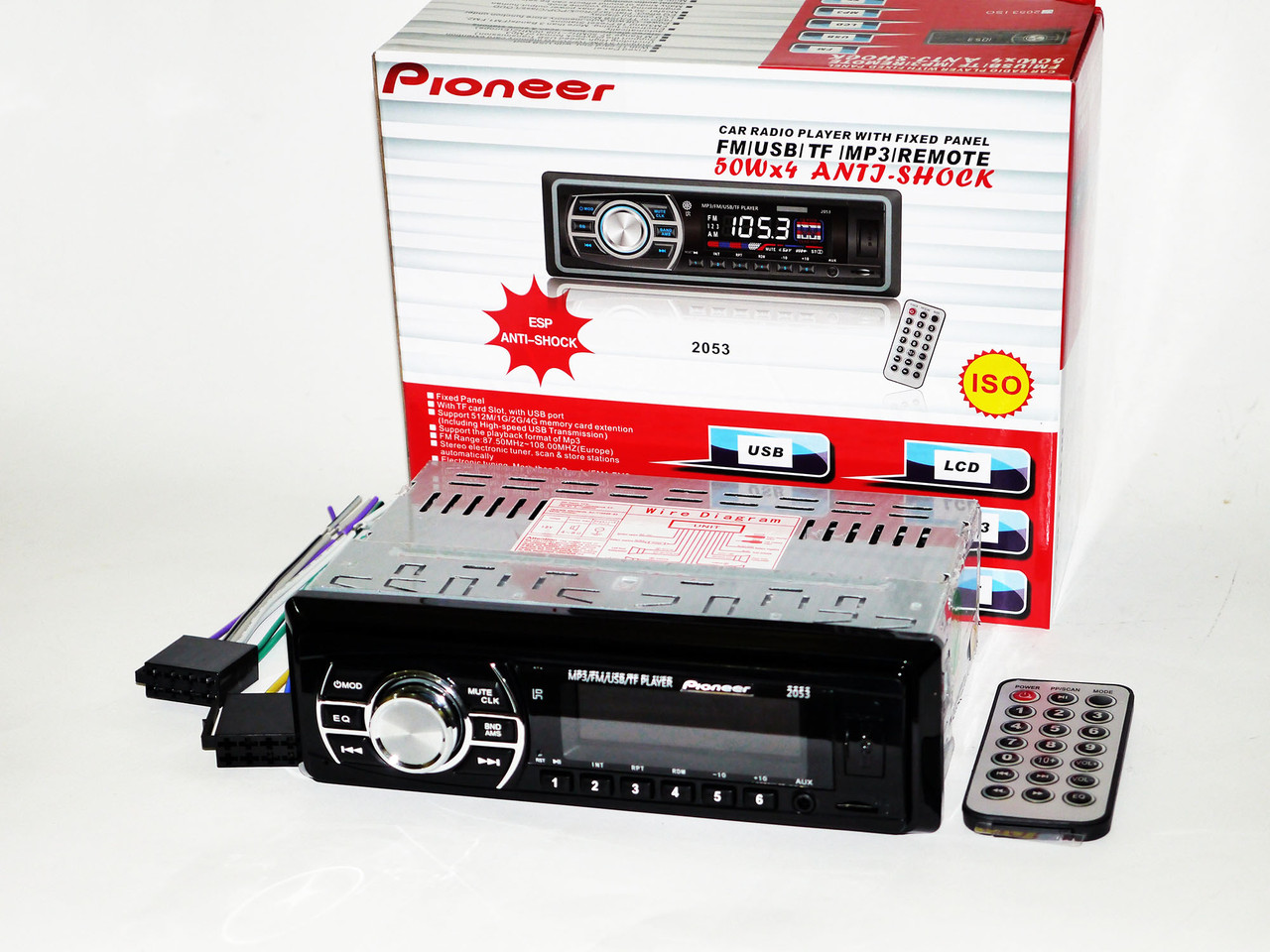 Автомагнітола 2053 ISO USB+SD+FM+AUX+ пульт (4x50W)