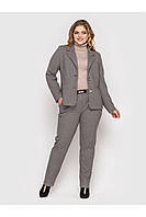 Бежевый женский брючный костюм теплый шерстяной с пиджаком и брюками размер 48-58 50