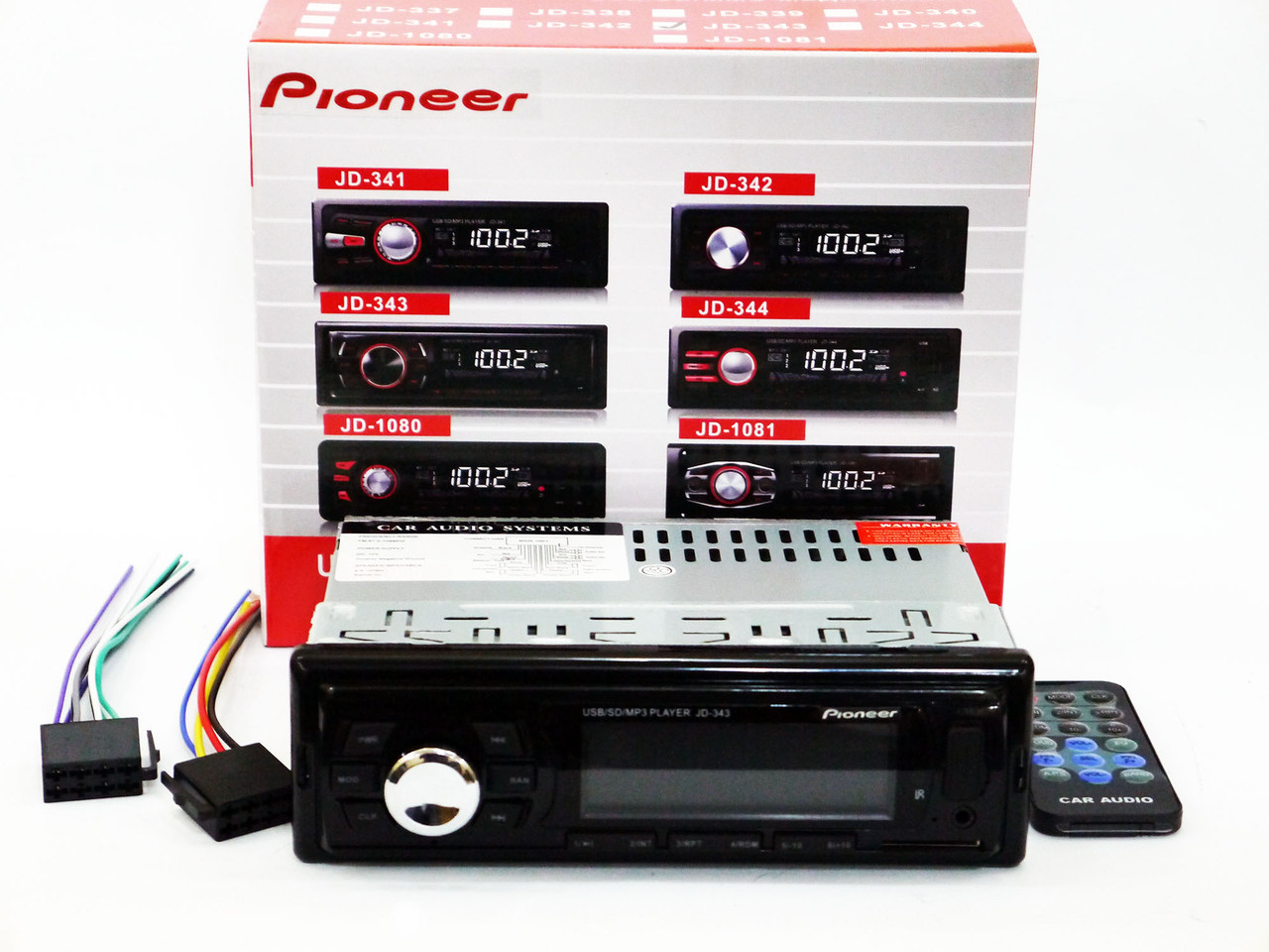 Автомагнітола JD-343 ISO Usb+Sd+Fm+Aux+ пульт (4x50W)