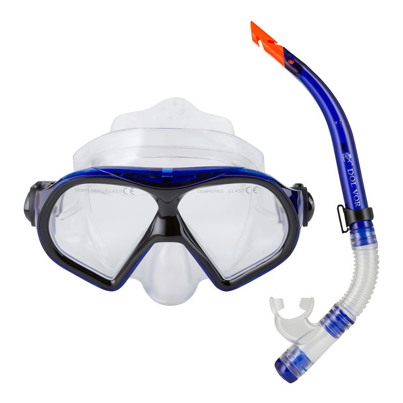 Набір маска та трубка для плавання синя Dolvor PVC 9510P