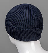 В'язана шапка "Збавка" з відворотом (210706), Темно-синій, фото 2