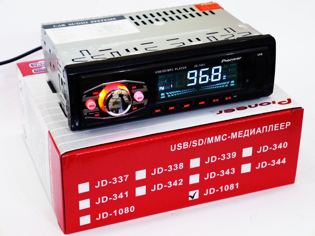 Автомагнітола JD-1081 ISO Usb+Sd+Fm+Aux+ пульт (4x50W)