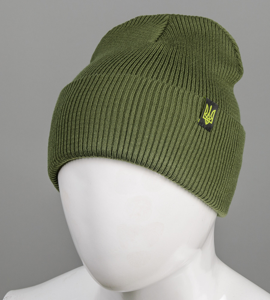 Подвійна Резинка з відворотом без підкладки Тризуб (С2107), Хакі, фото 1