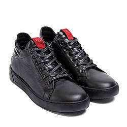 Чоловічі зимові шкіряні черевики чорні з хутром ZG Black