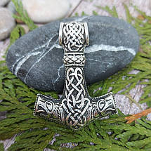 Молот Тора з вовчими головами, середній, бронза, срібло, золото., фото 4