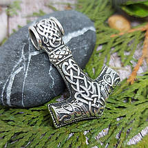 Молот Тора з вовчими головами, середній, бронза, срібло, золото., фото 5