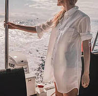Пляжная белая туника-рубашка Код ИР1113