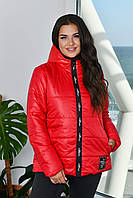 Демісезонна жіноча стьобана куртка батал з капюшоном (р.48-56). Арт-1316/37