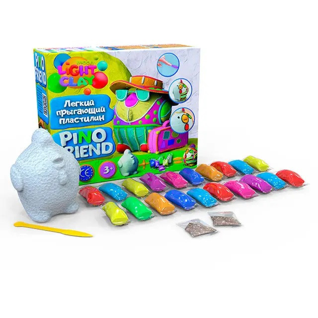 Набір легкого стрибучого пластиліну Pino Friend Coco TM Moon Light Clay 70056 форма пташки курочка сюрприз ОКТО