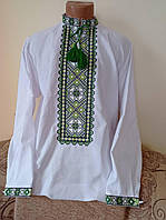 Вышитая рубашка для мужчин с цветочным зеленым орнаментом "Цветочный орнамент зеленый"