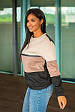 Теплий жіночий триколірний светр батал р.48-54 з трикотажу тринитка.  Арт - 1024/11, фото 4