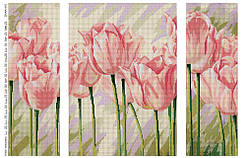 "Ніжні тюльпани" схема-заготівка для повної вишивки бісером, триптих