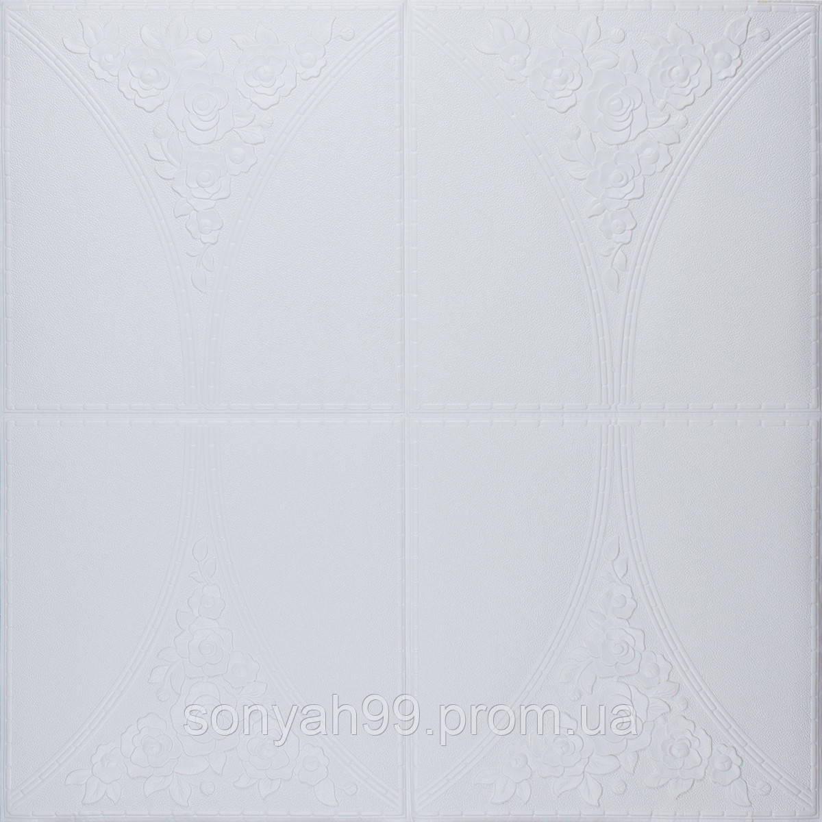 Самоклеюча 3D(3д) Панель Декоративна для Стелі та Стін 70см*70см*4мм Біла Троянда