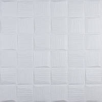 Самоклеющаяся 3D(3д) Панель Декоративная для Потолка и Стен 70см*70см*8мм Белые Рваные Кубики
