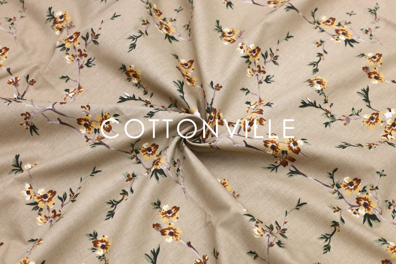 Ранфорс 240 см Дрібні квіточки на коричневому, фото 1