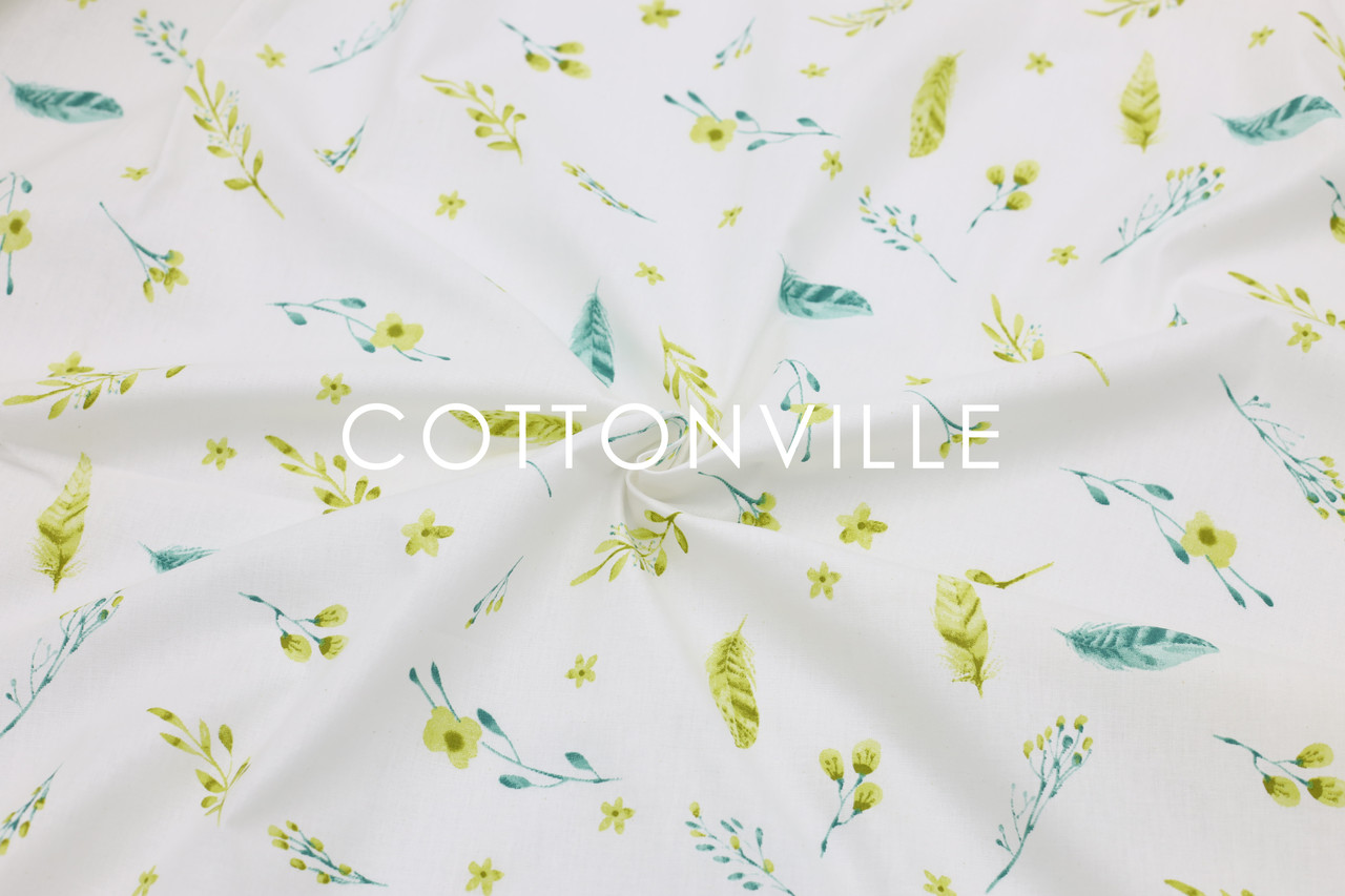 Ранфорс 240 см Гілочки, пір'їнки бірюзово-слатові, фото 1