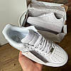 Жіночі чоловічі кросівки Nike Air Force 1’07 White One взуття Найк Аїр Форси низькі білі шкіряні, фото 10