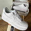 Жіночі чоловічі кросівки Nike Air Force 1’07 White One взуття Найк Аїр Форси низькі білі шкіряні, фото 11