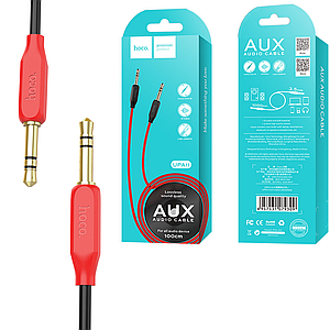 Аудіо кабель 3.5 Jack to 3.5 Jack HOCO AUX audio TPE braid Black - Red