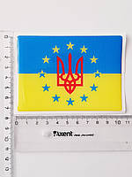 Наклейка флаг Украины в содружестве с Евро, силиконовая