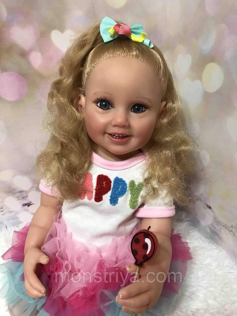Лялька реборн дівчинка висота 55 см повністю силіконова, 3D шкіра