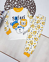 Пижама детская хлопковая с ярким принтом "Сафари" в желтом цвете 1 год