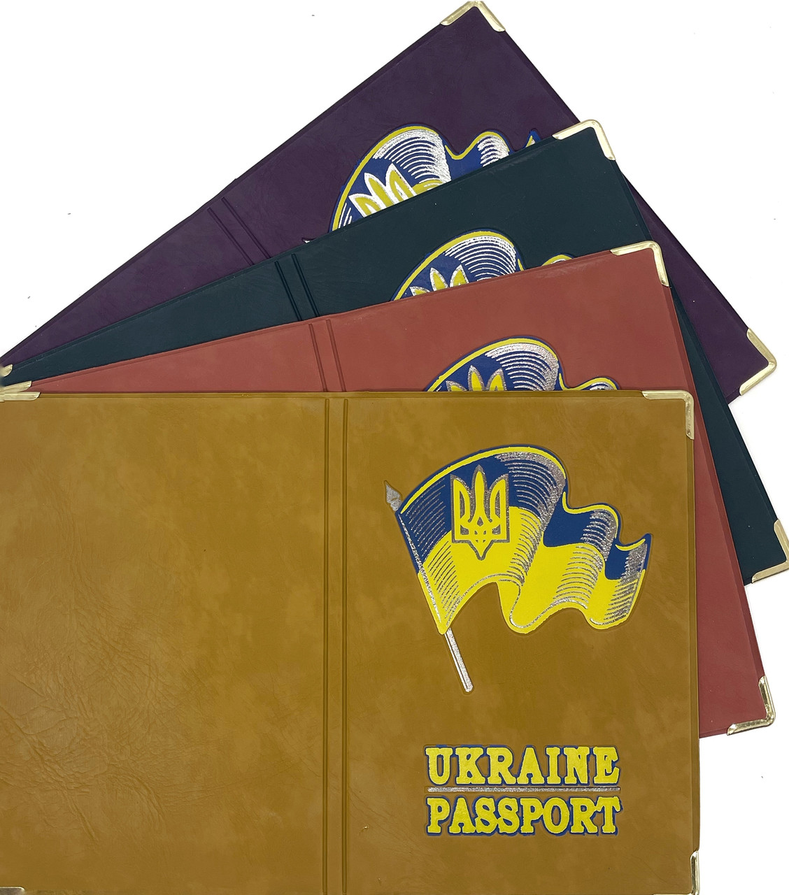 Обкладинка на паспорт «Україна Прапор» нубук колір мікс