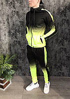 Двоколірний чоловічий спортивний костюм весна-осінь колір чорний-лайм - S, M, L, XL, 2XL