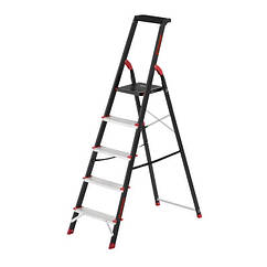 Драбина на 5 щаблів зі сталевого профілю з лотком для інвентарю ТМ "ІНТЕРТУЛ" LT-0055