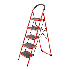 Драбина 5 щаблях 380*260 мм висота 1617 мм, до верхнього ступеня 1215 мм ТМ "ІНТЕРТУЛ" LT-0039