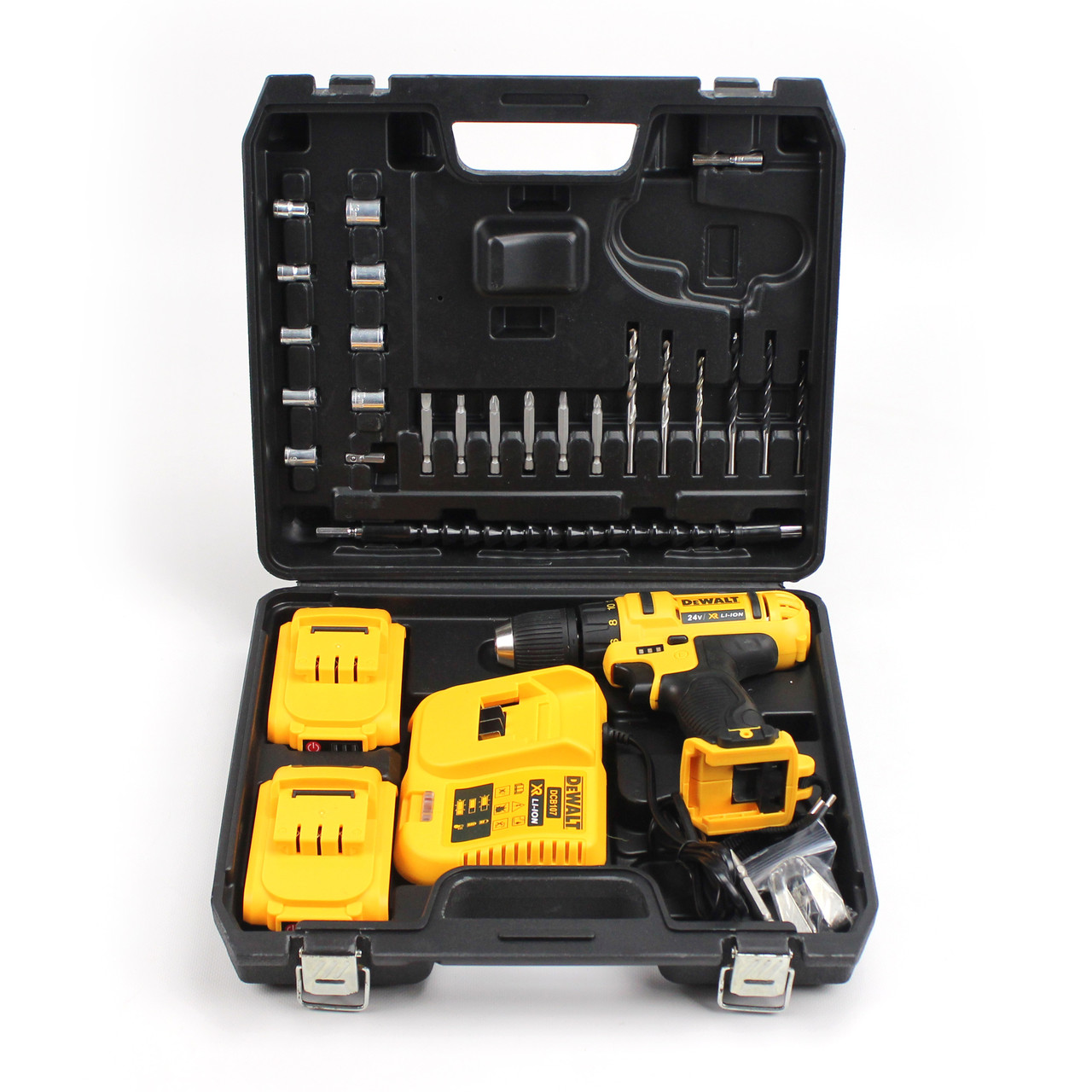 Шуруповерт Деволт DeWALT DCD771 (24V, 5AH) з набором інструменту (24 од.)