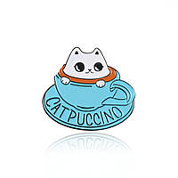 Брошь-значок BROCHE Котёнок CatPuccino голубая BRGV111773