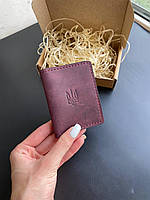 Шкіряний кардхолдер THEO (обкладинка для карток, картхолдер) бордо