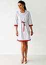 Жіночий медичний халат з червоними вставками на зав'язках, фото 3