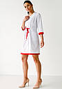 Жіночий медичний халат з червоними вставками на зав'язках, фото 4