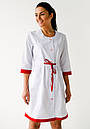 Жіночий медичний халат з червоними вставками на зав'язках, фото 5