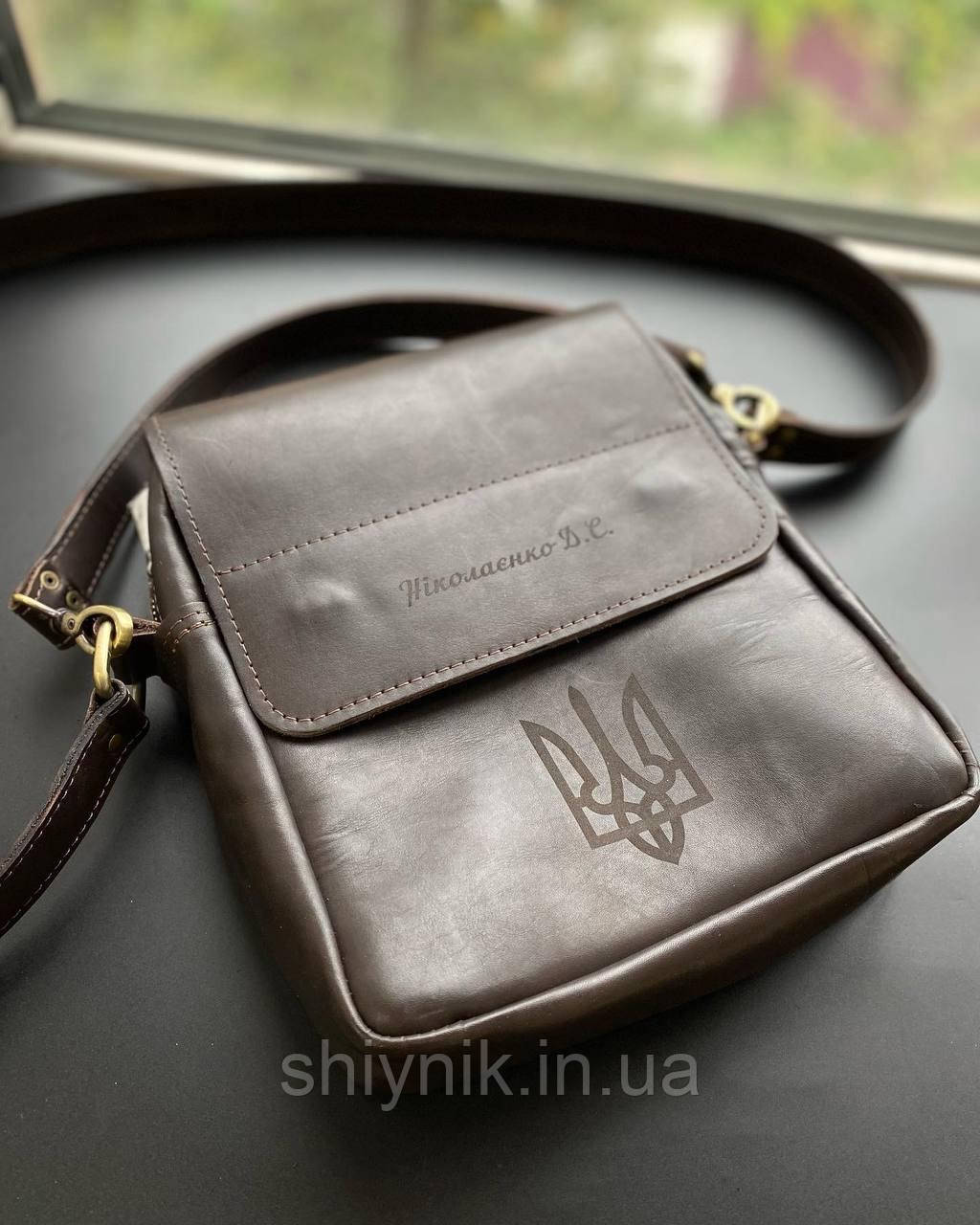 Чоловіча шкіряна сумка EDWIN коричнева, фото 1