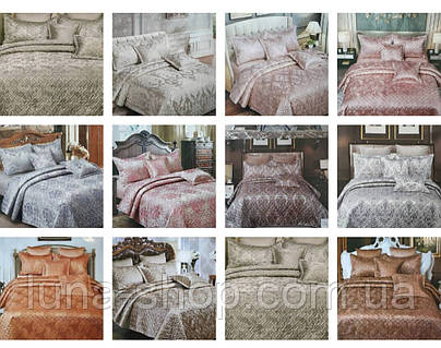 Стёганые атласные покрывала 230*250 с 2 наволочками 50*70,  Польша, Элвей, разные цвета