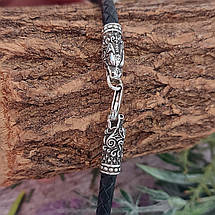 Голови Драконів, Дракон, 5 мм шнур шкіряний плетений зі срібними 925пр. кінцівками та замком., фото 4