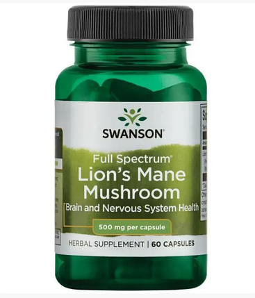 Їжовик гребінчастий Swanson Full Spectrum Lion's Mane Mushroom 500 mg 60 Caps, фото 1