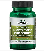 Ежовик гребенчатый Swanson Full Spectrum Lion's Mane Mushroom 500 mg 60 Caps