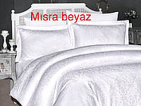 Роскошное постельное белье сатин-жаккард "MISRA BEYAZ" семейное Issi Home Турция шампань