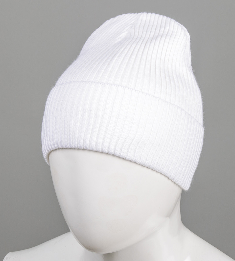Базова шапка Резинка на ФЛІСІ (201030ф), Білий, фото 1