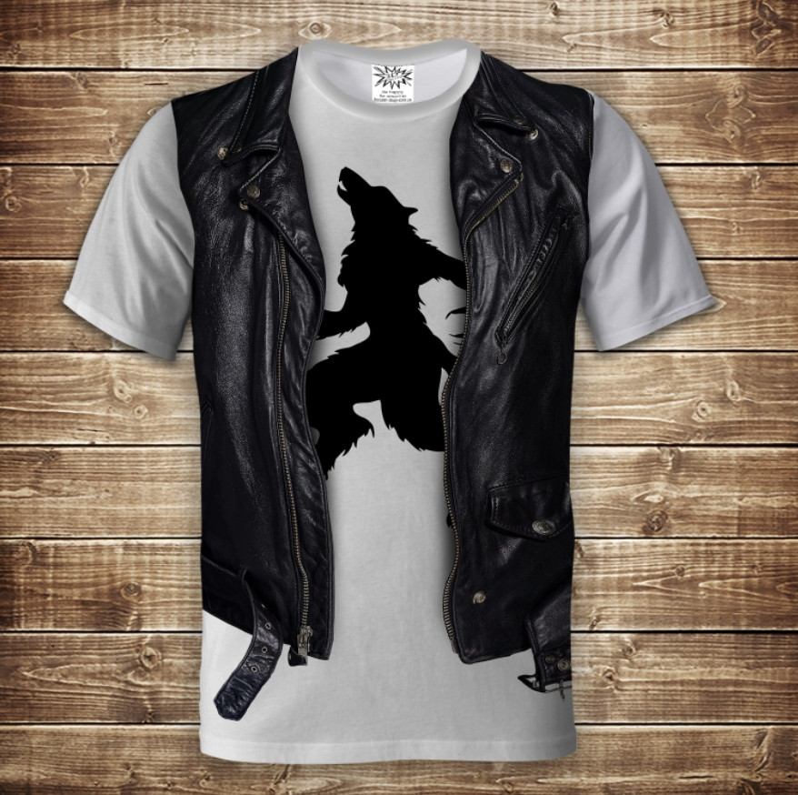 Футболка з 3D принтом 2в1 футболка + жилет Перевертень Дорослі і дитячі розміри ВСІ Розміри, фото 1