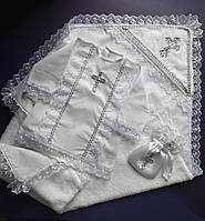 Крижа для хрестин тепла/сорочка/мішечок для локону Полотенце для хрещення 80x80 Полотенце Срібло