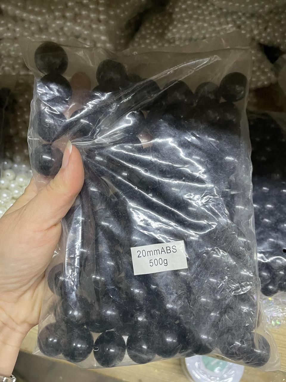 Намистини круглі " Перли " 20 мм чорні 500 грам