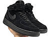 Чоловічі зимові кросівки Nike Air Force Winter Total Black High Найк Аір Форс чорні замкові з хутром високі, фото 3